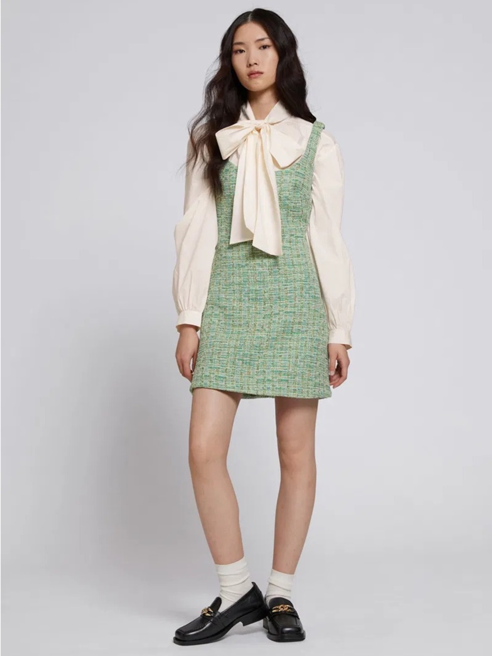 Green Tweed Mini Dress